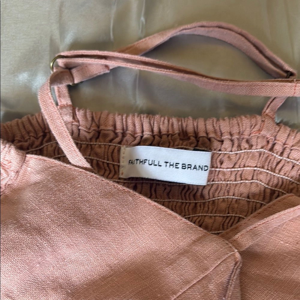 Faithful The Brand Knee Length Casual Pink Button-Down Dress - Picture 2 of 8